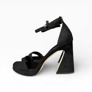 🌻NEW w.box Circus NY by Sam Edelman Holmes Black Suede Ankle Strap Heels sz 9.5